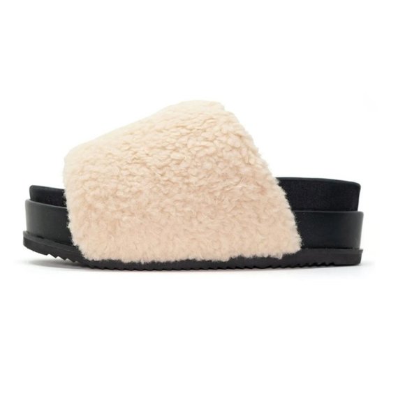 Roam NWT Fuzzy Platform Nudefaux Shearling Sz 37 - Picture 3 of 9